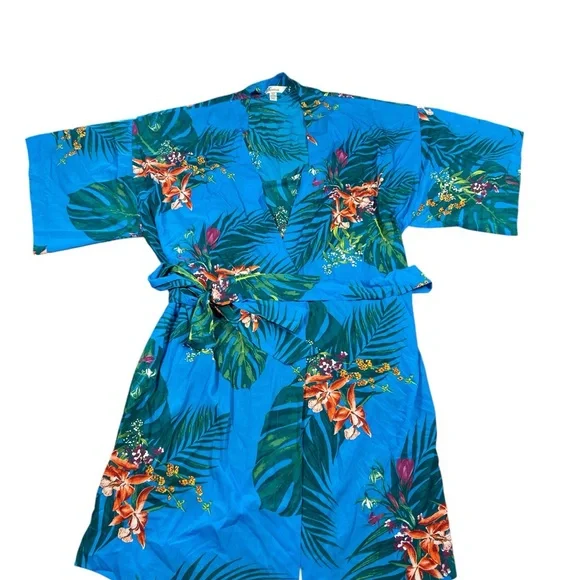 Soma 3 Piece PJ Set Size Medium Glamour Foliage Blue Sea NWT - Picture 8 of 11